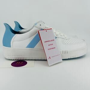 Redvanly Men's Contender Spikeless Waterproof Golf Shoes White/Sky Blue Size 9.5